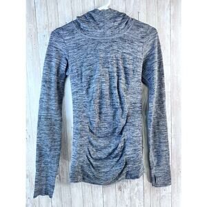 Athleta Radiance Hoodie Womens Sz S Gray Space Dye Running Ruched Waist Athletic